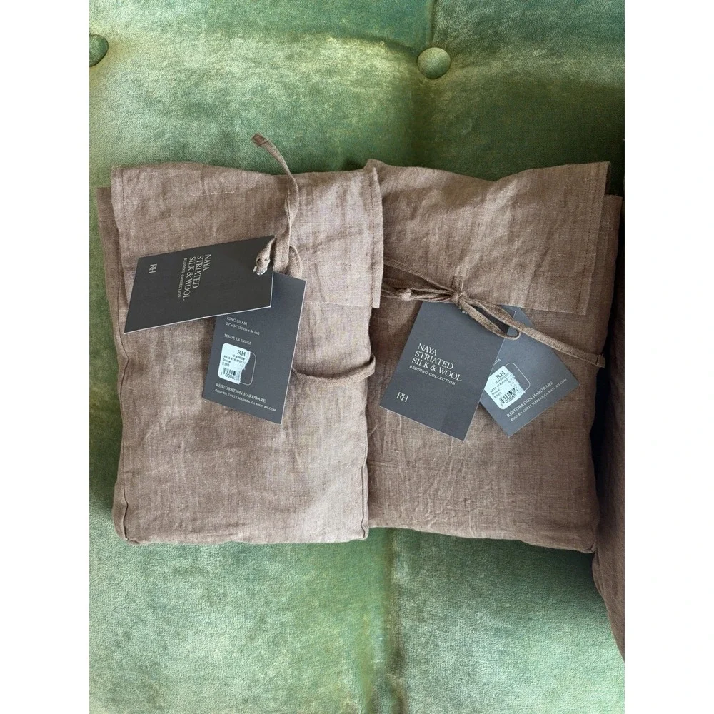 Restoration Hardware RH $2,500 NWT NAYA SILK & WOOL DUVET COVER & 2 SHAMS SET